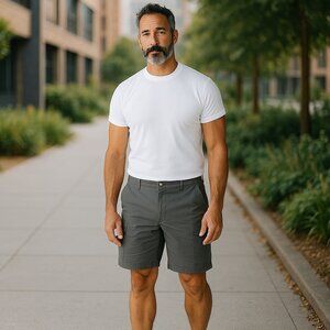 Men’s Weekender Casual Life Cargo Shorts 40x9 Gray Zip Pockets Hook Loop EUC